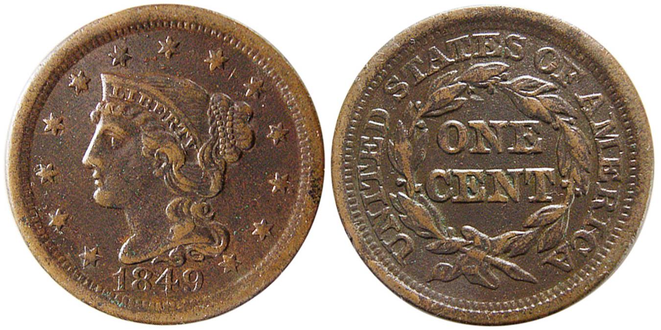 UNITED STATES. 1849 Large Cent.