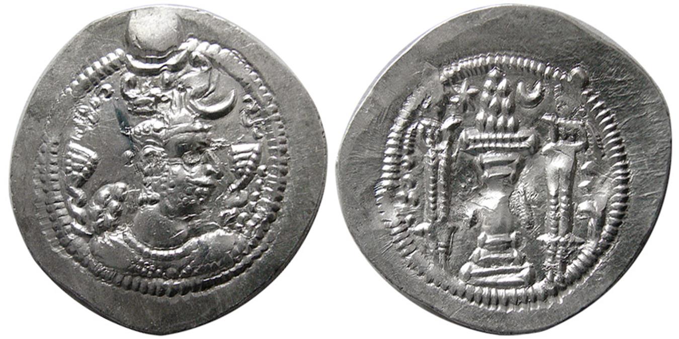 SASANIAN KINGS, Peroz, 3rd and final crown, AR Drachm.