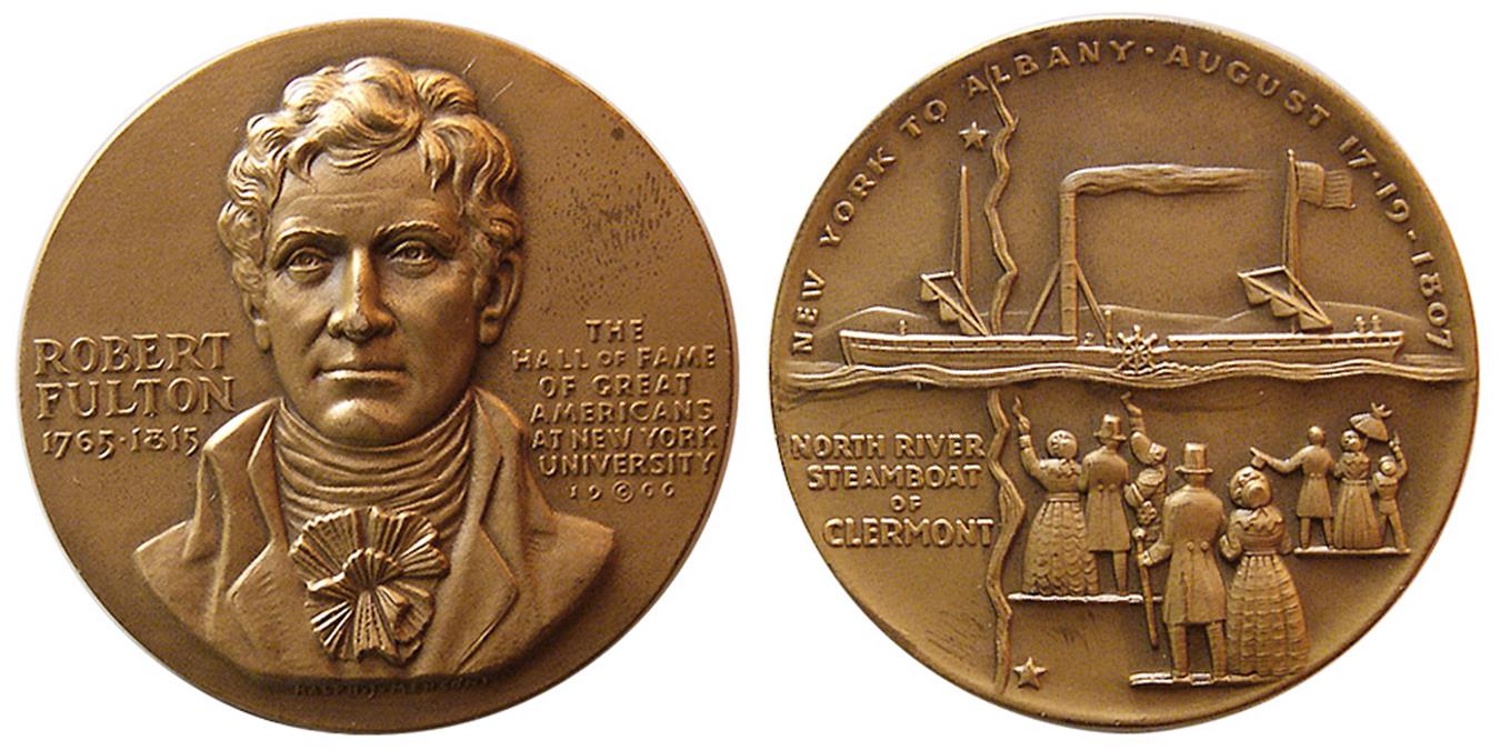 Fulton, Robert. 17651815. Bronze Medal. Hall of Fame.